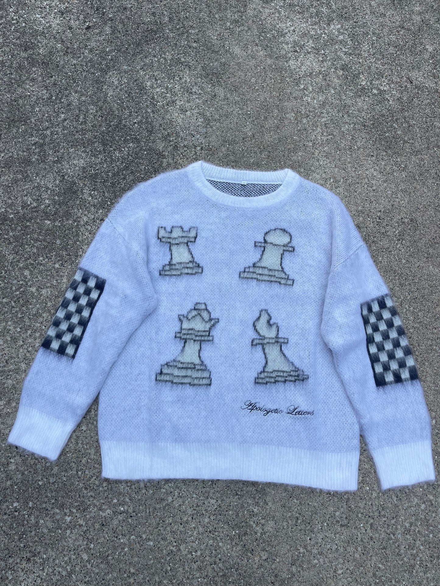Sample White/Black Chess Mohair Sweater