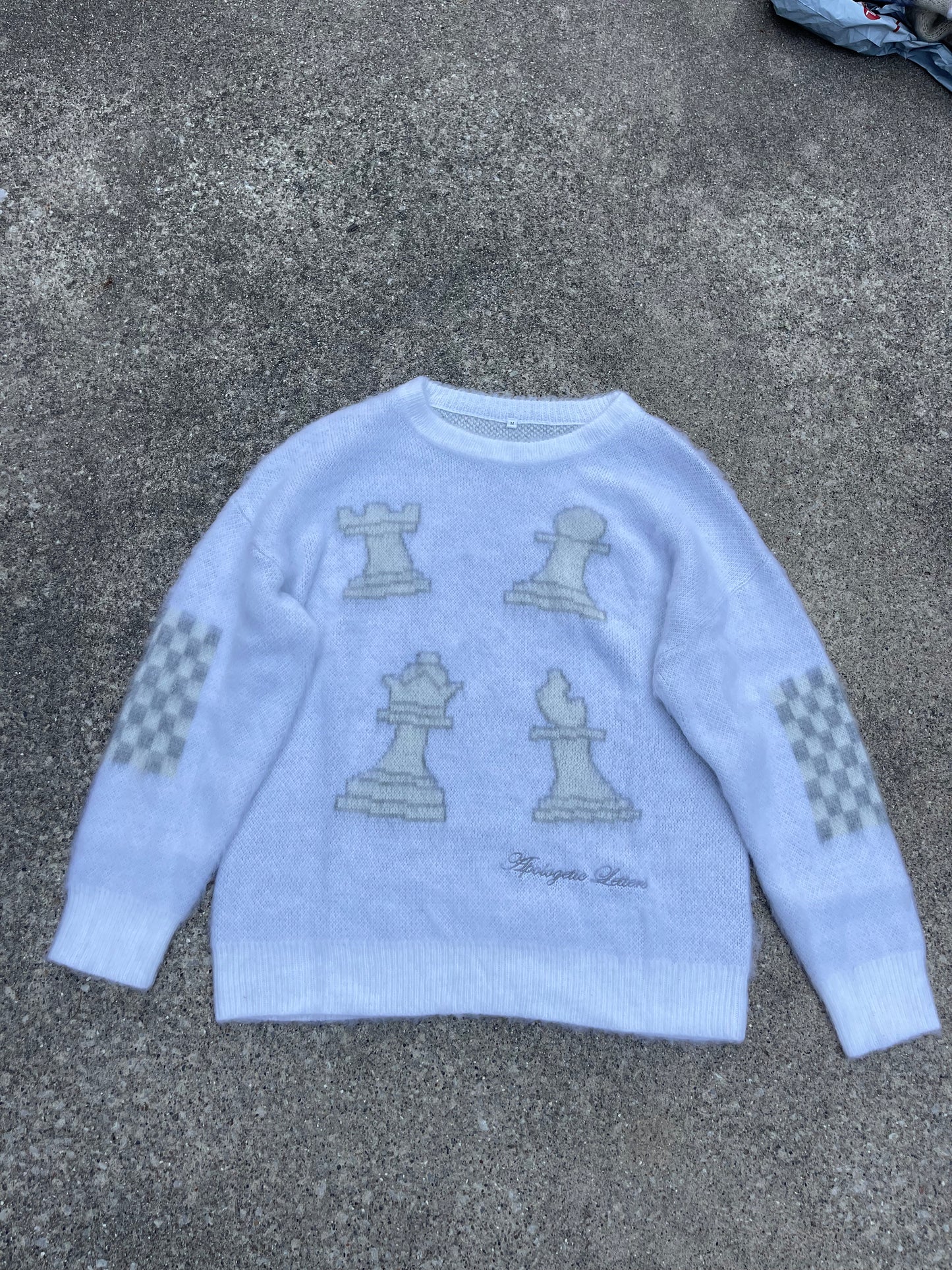 Sample White/Grey Mohair Chess Sweater