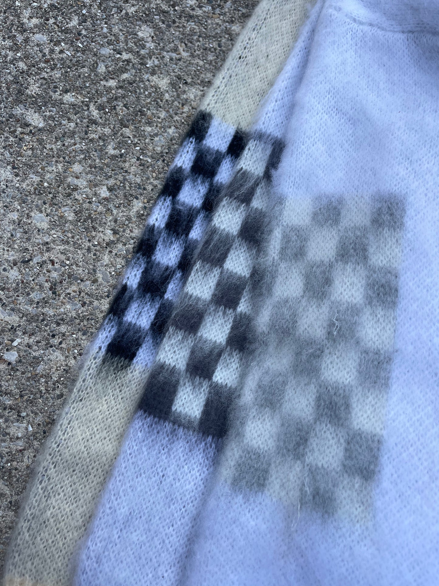 Sample White/Grey Mohair Chess Sweater