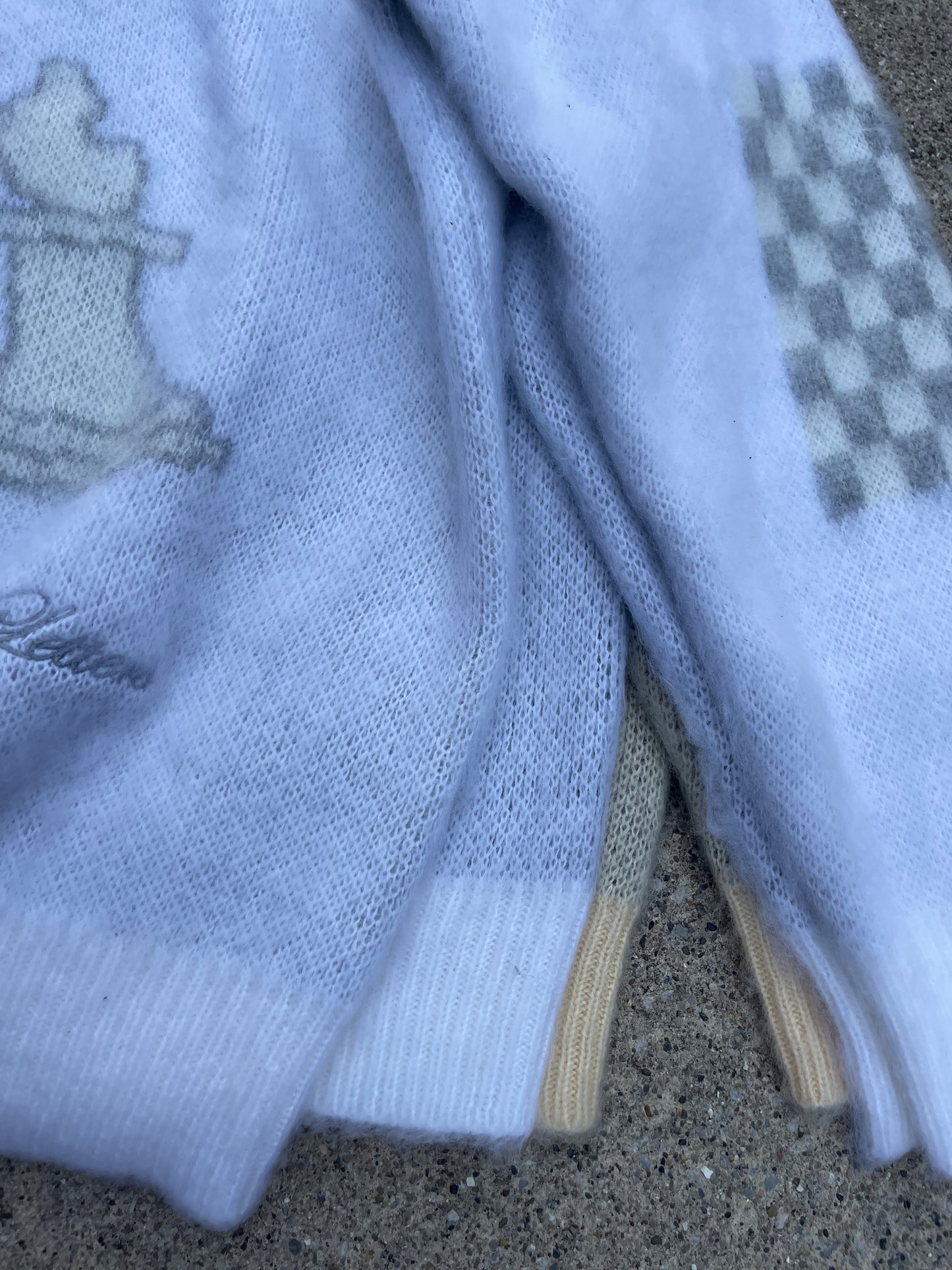 Sample White/Grey Mohair Chess Sweater